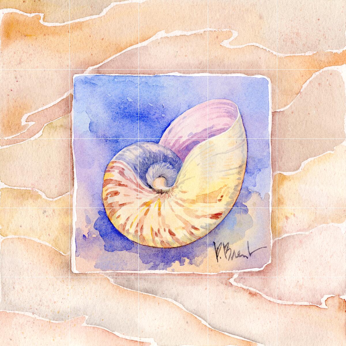Ceramic Backsplash Tile Mural Sea Shell Themed - Summer Nautilus - Picture 7 of 12