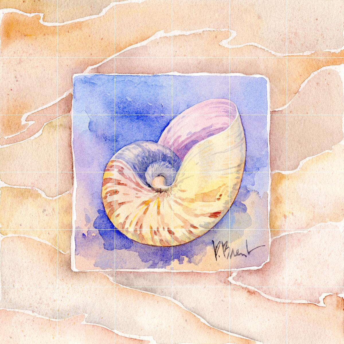Ceramic Backsplash Tile Mural Sea Shell Themed - Summer Nautilus - Picture 9 of 12