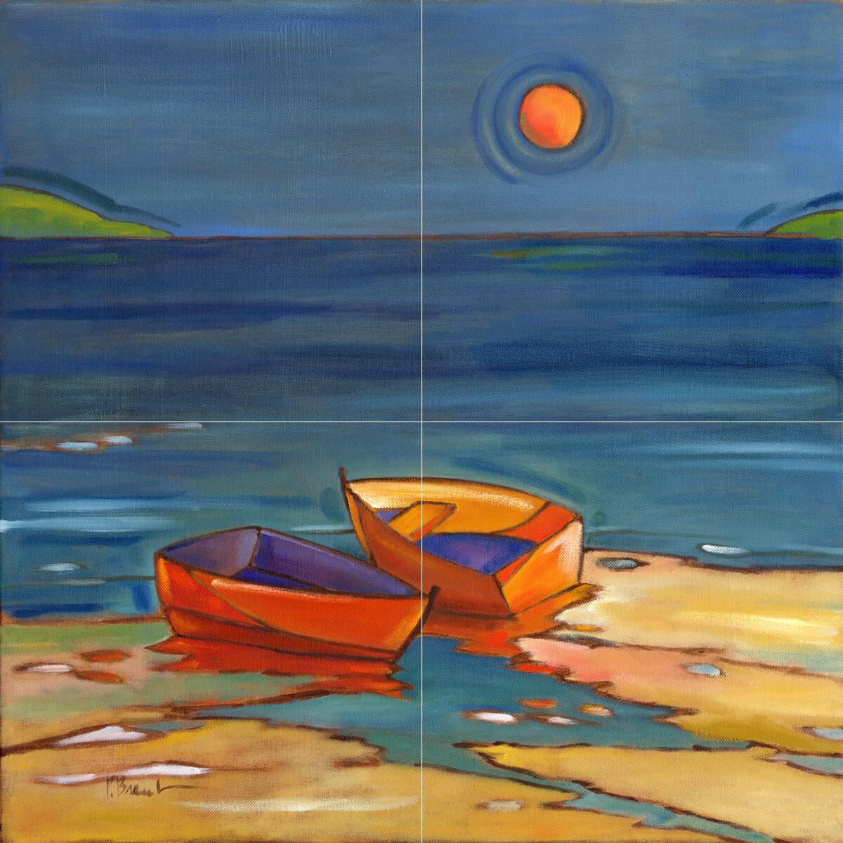Ceramic Backsplash Tile Mural Nautical Sailing Ship Sailboat – Portfino Rowboats