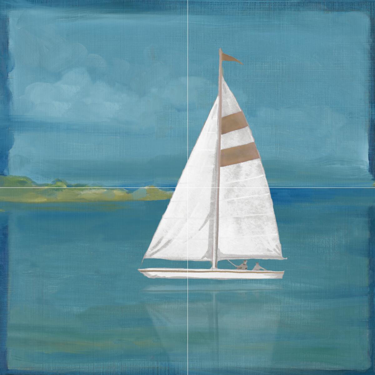 Ceramic Backsplash Tile Mural Nautical Kitchen/Bathroom/Shower – Square Sailboat