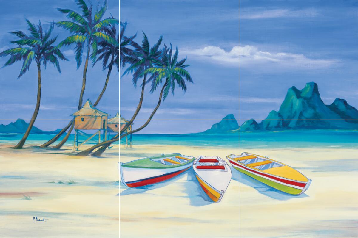 Ceramic Backsplash Tile Mural Beach Scene Seaside Ocean - Archipelago 2