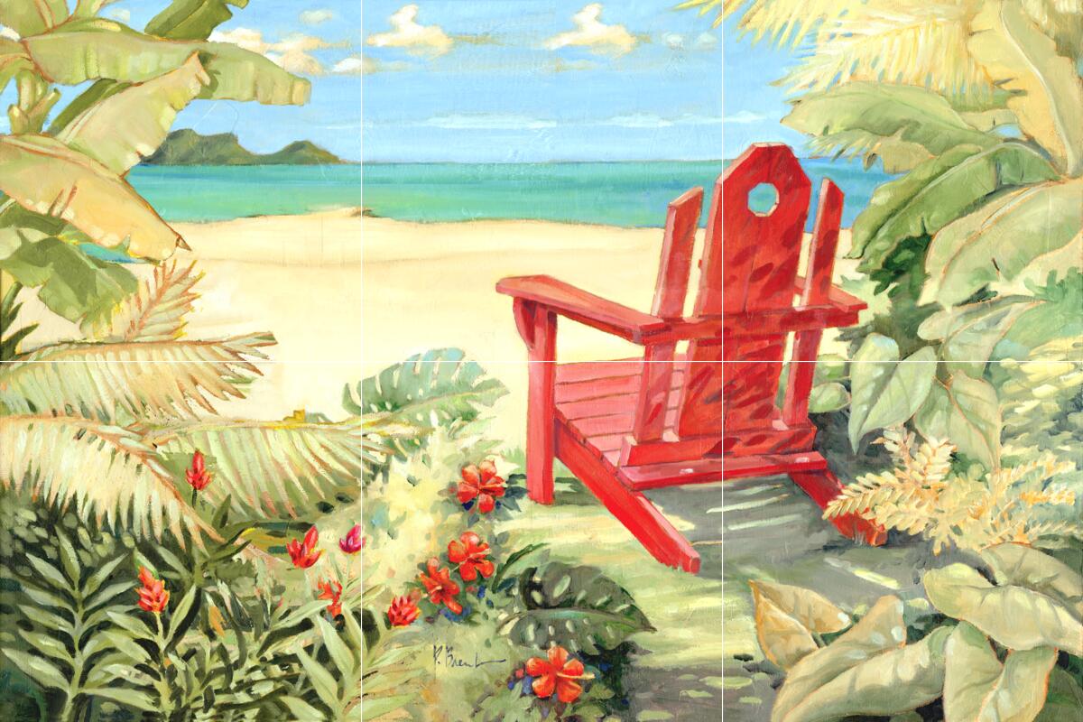 Ceramic Backsplash Tile Mural Beach Scene Seaside Ocean - Shoreline View