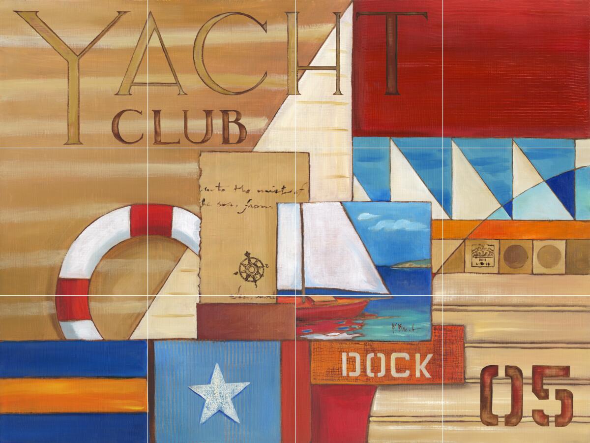 Ceramic Backsplash Tile Mural Nautical Sailing Ship – Portofino Collage I