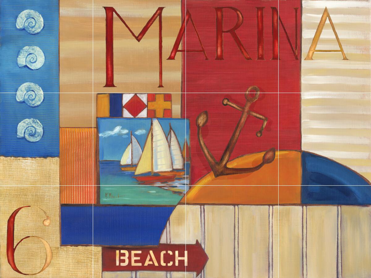 Ceramic Backsplash Tile Mural Nautical Sailing Ship – Portofino Collage II