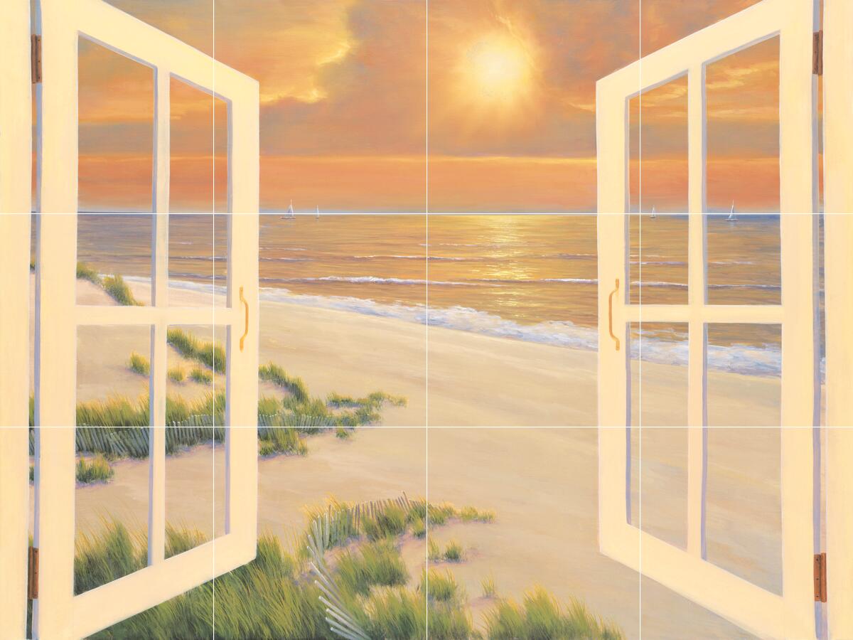Ceramic Backsplash Tile Mural Beach Scene Seaside Ocean - Window Of Dreams
