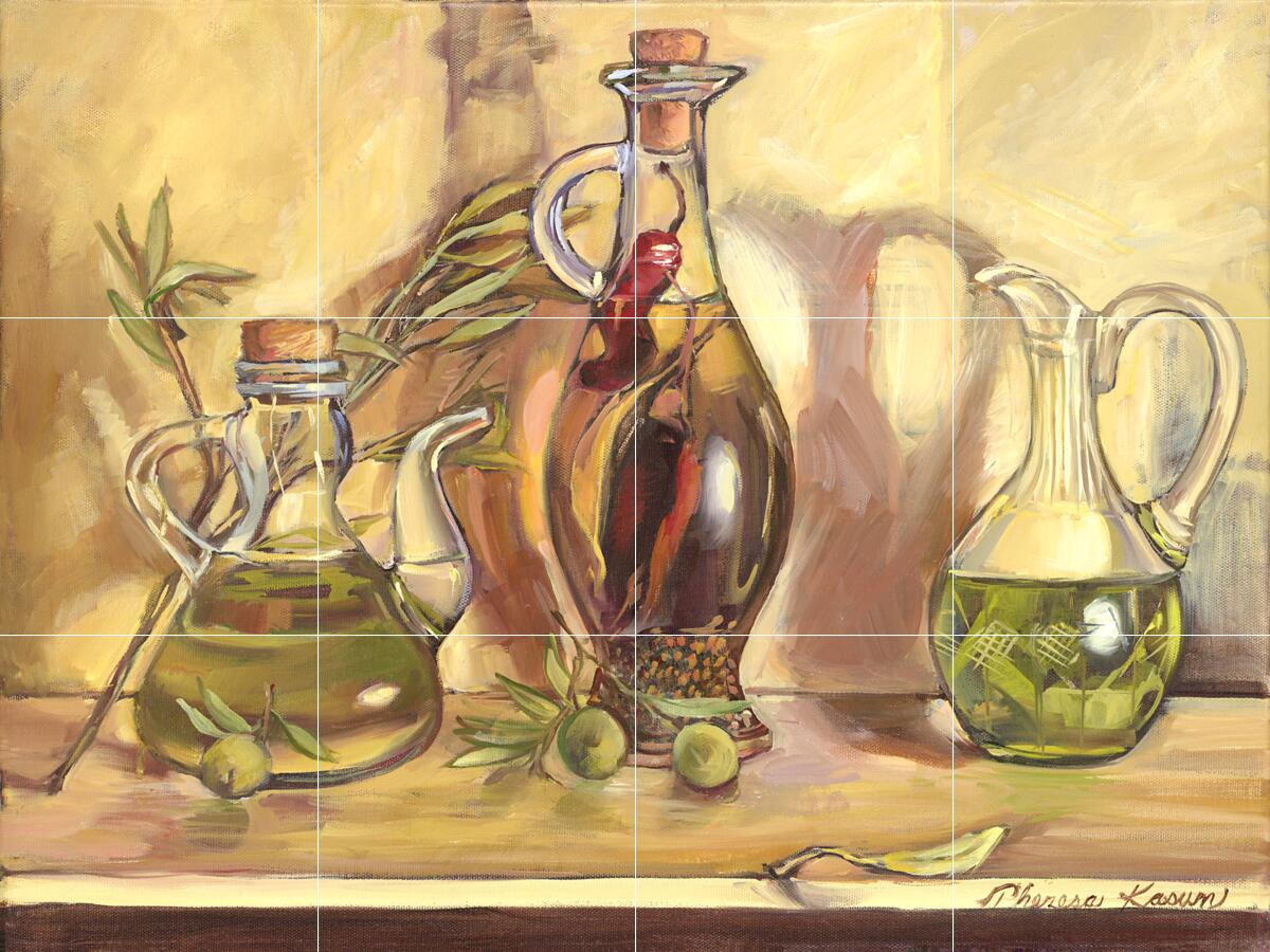 Ceramic Backsplash Tile Mural Kitchen Kitchen – Olive Oil Jars – Theresa Kasun