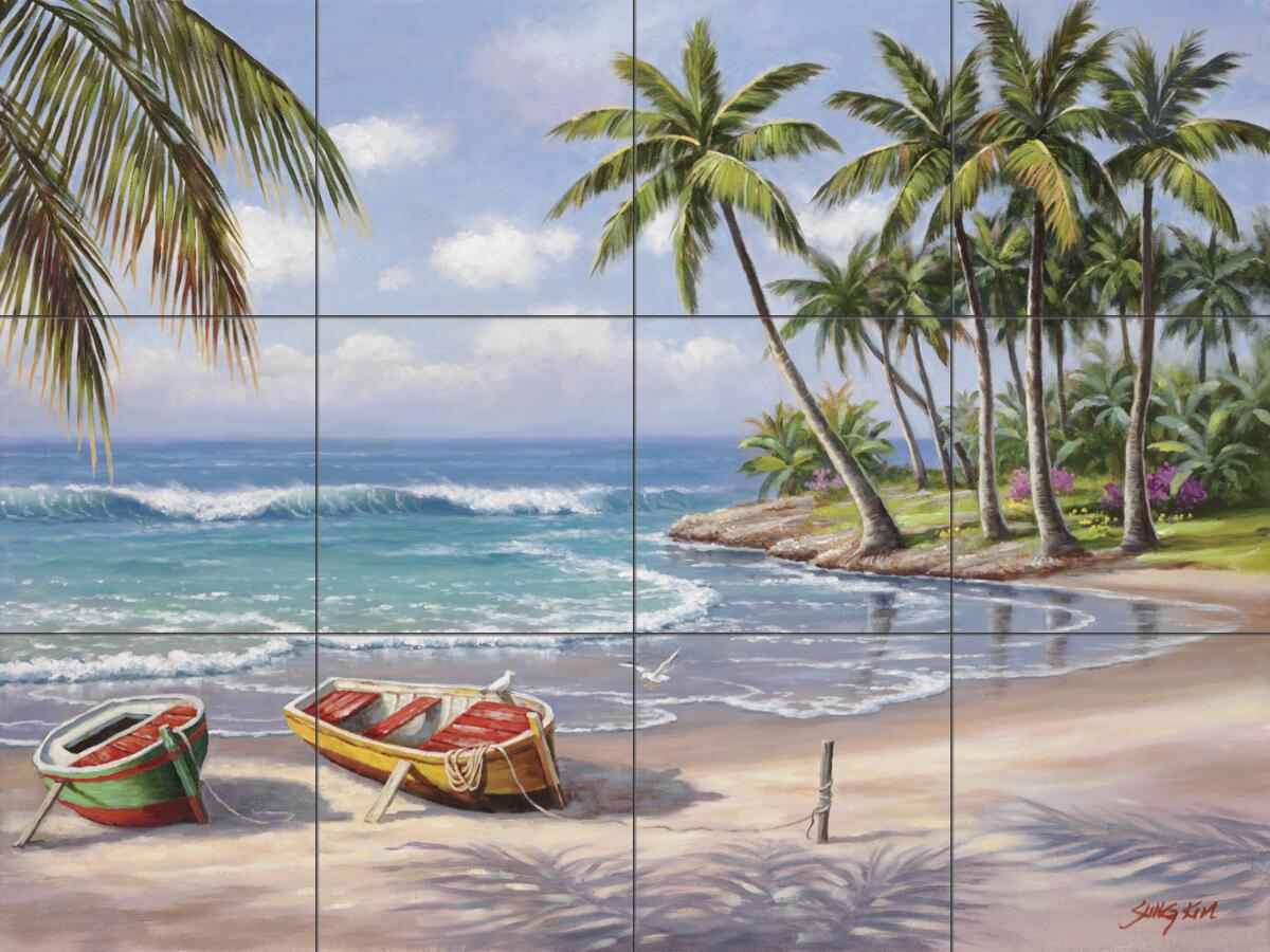 Ceramic Tile Mural Kitchen Backsplash – Tropical Bay – by Sung Kim