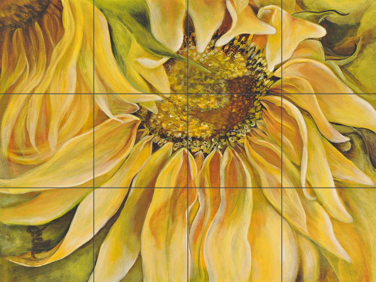 Ceramic Tile Mural Kitchen Backsplash - Sunflower - Flowers Floral Art