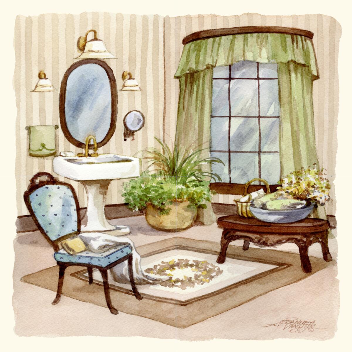 Ceramic Backsplash Tile Mural Bath Kitchen/Bathroom/Shower – Sage Bath I