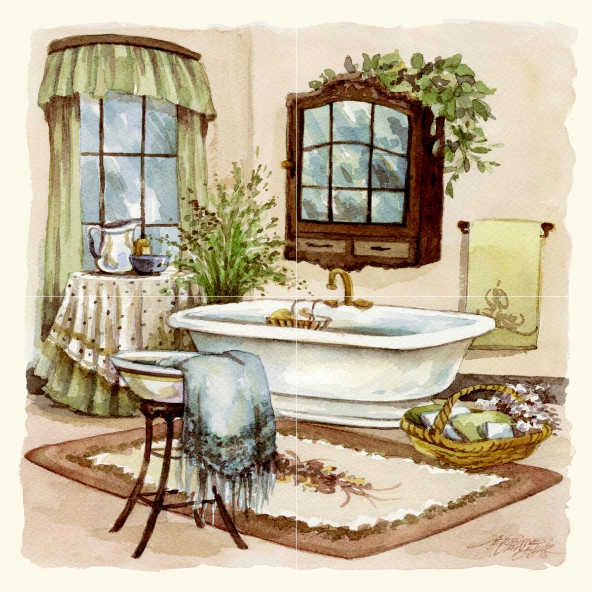 Ceramic Backsplash Tile Mural Bath Kitchen/Bathroom/Shower – Sage Bath II