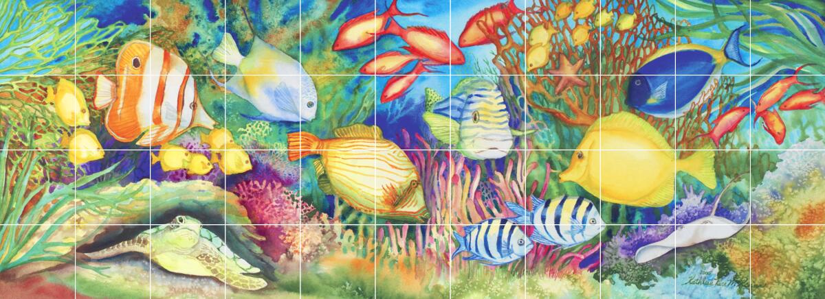 Ceramic Backsplash Tile Mural Fishing Kitchen/Bathroom/Shower - Reef Life - Picture 7 of 7