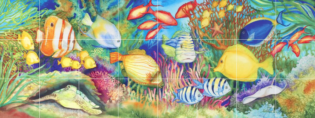 Ceramic Backsplash Tile Mural Fishing Kitchen/Bathroom/Shower - Reef Life - Picture 5 of 7