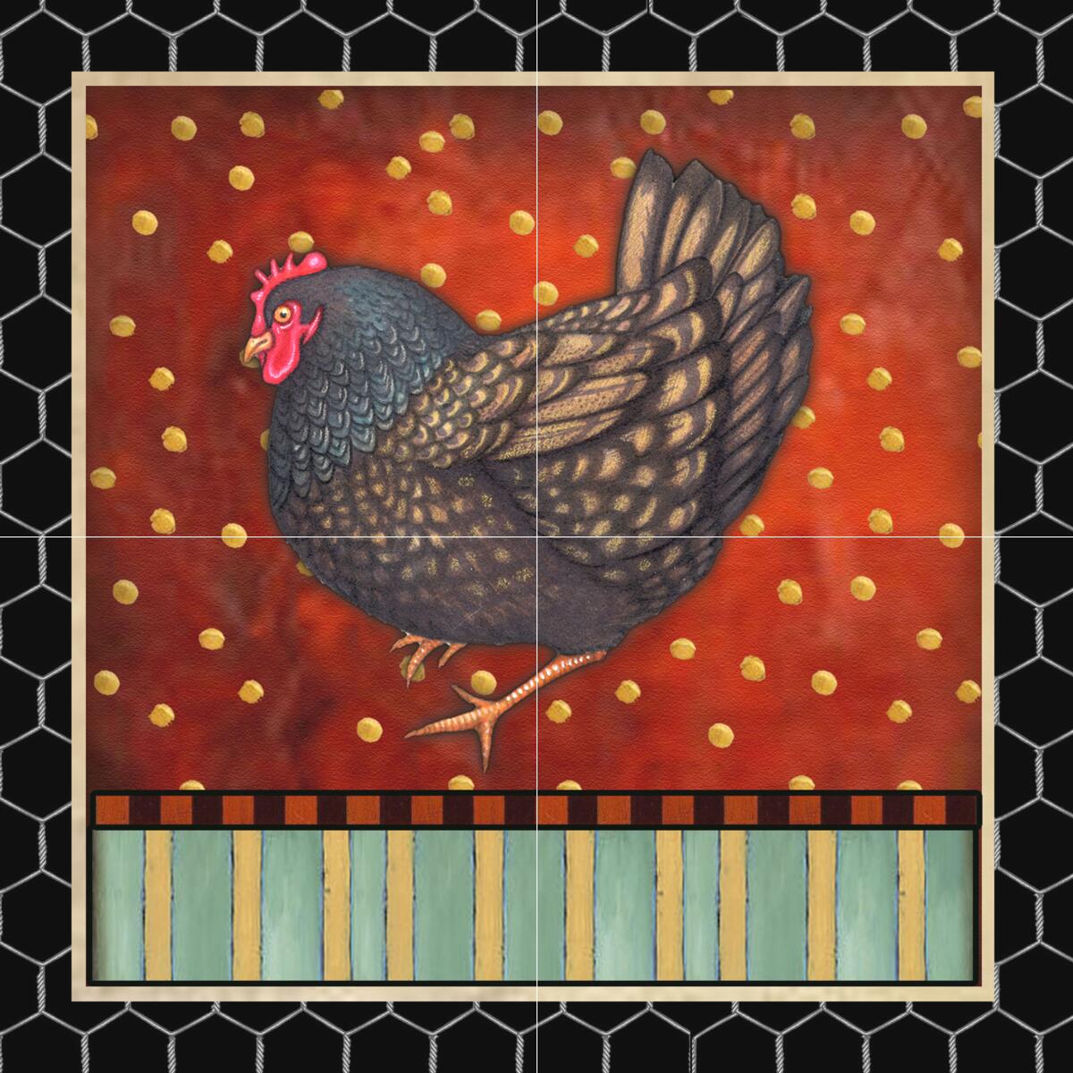 Ceramic Backsplash Tile Mural Rooster Hen Kitchen/Bathroom – Fancy Rooster 3