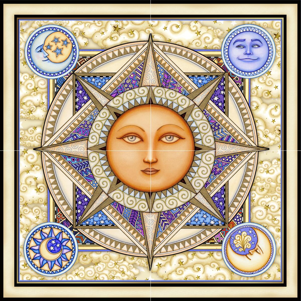Ceramic Backsplash Tile Mural Celestial – Celestial Dreams with Frame