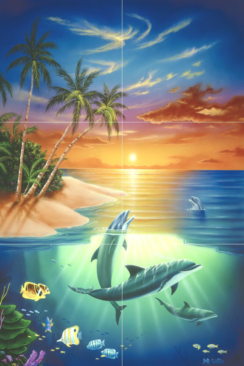 Ceramic Backsplash Tile Mural Dolphin Kitchen/Bathroom/Shower – Dolphin Island