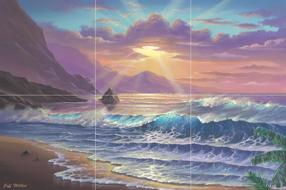 Ceramic Backsplash Tile Mural Beach Scene Seaside Ocean – Morning Majesty