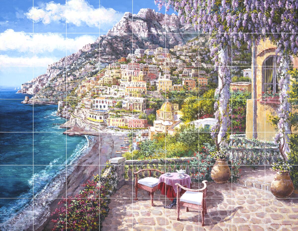 Ceramic Backsplash Tile Mural Water View Landscape - Positano Patio - Picture 13 of 17