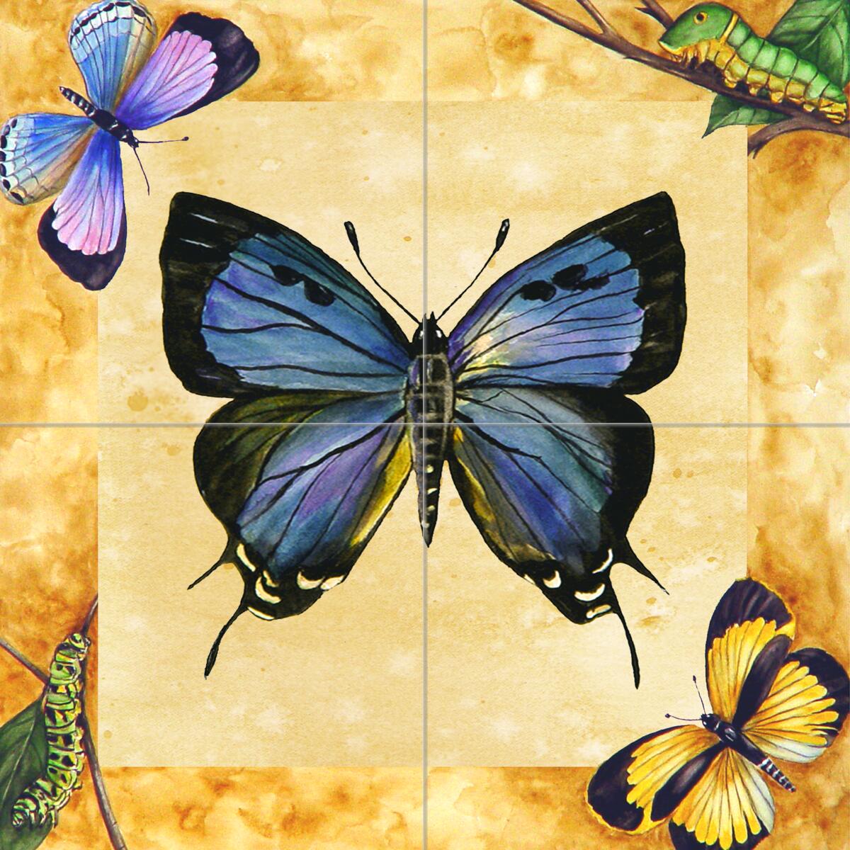 Ceramic Backsplash Tile Mural Butterfly – Great Purple Hairstreak Butterfly