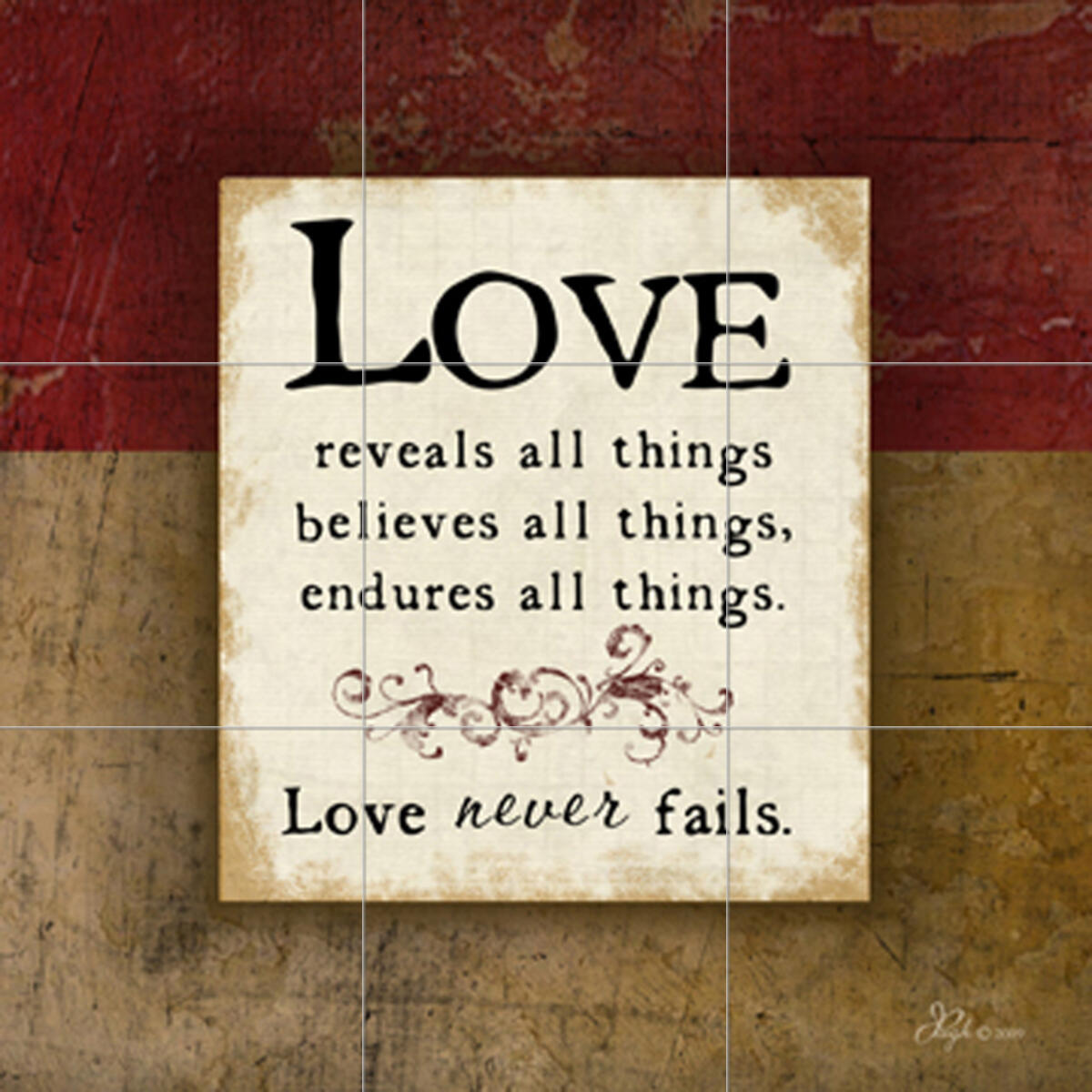 Ceramic Backsplash Tile Mural Inspirational Kitchen/Bathroom - Love Never Fails