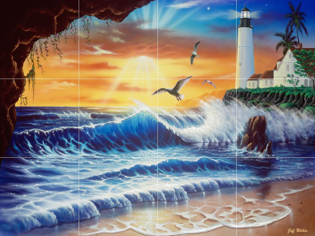 Ceramic Backsplash Tile Mural Nautical Sailing Ship – Enchanted Lighthouse