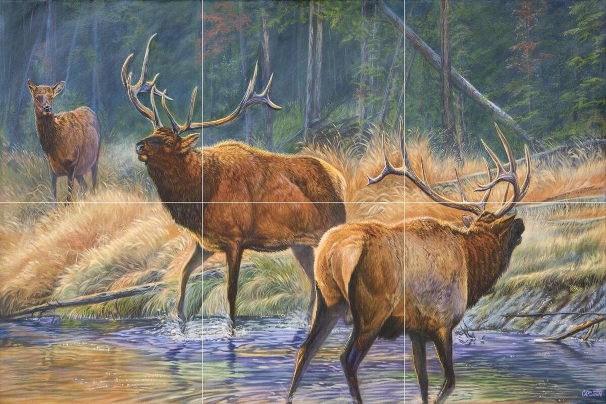 Ceramic Backsplash Tile Mural Deer Elk Kitchen/Bathroom - Royal ...