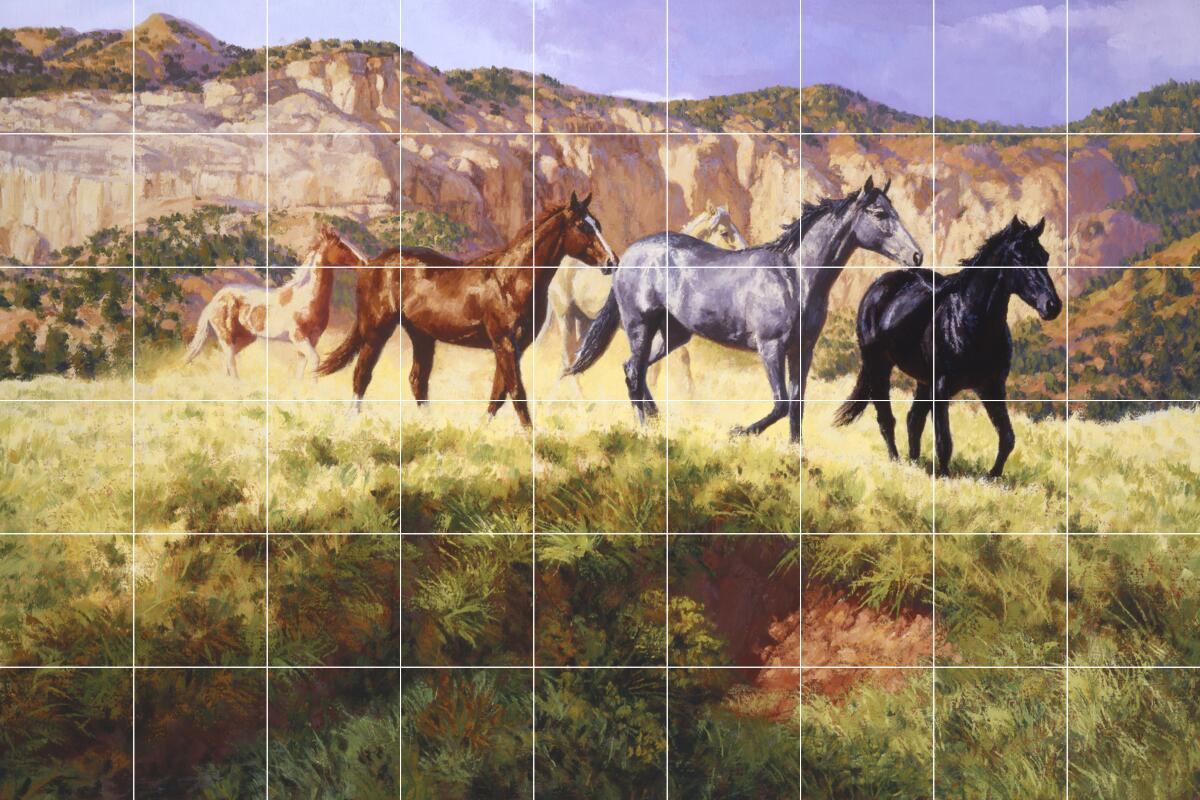 Carrelage Mural Chevaux – Paysage D'Aspen En Céramique Satinée, Artwork On Tile, POV-LKA018