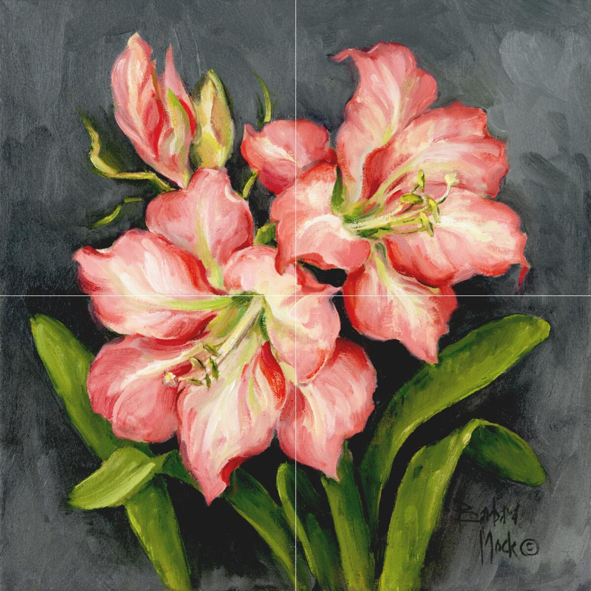 Ceramic Backsplash Tile Mural Floral Kitchen/Bathroom – Starburst Lily Pair