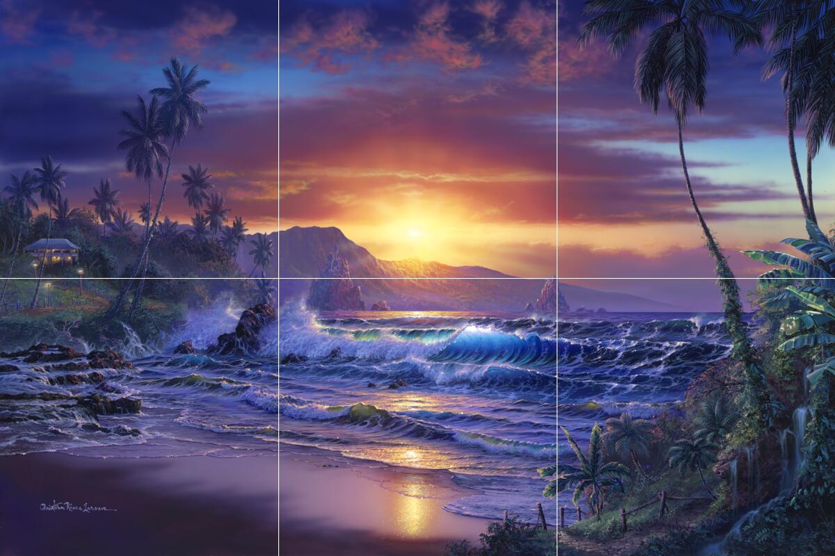 Ceramic Backsplash Tile Mural Beach Scene Seaside Ocean - Maui Daybreak
