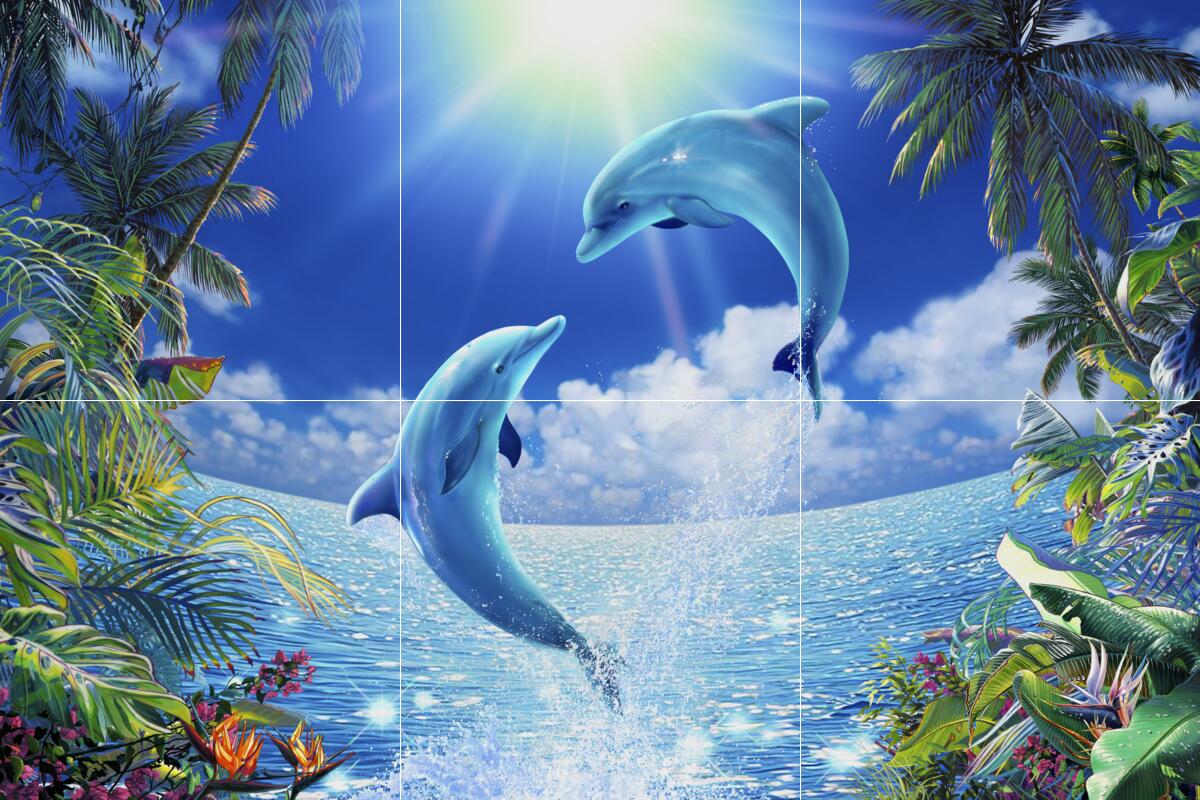 Ceramic Backsplash Tile Mural Dolphin Kitchen/Bathroom/Shower – Tropical Memory