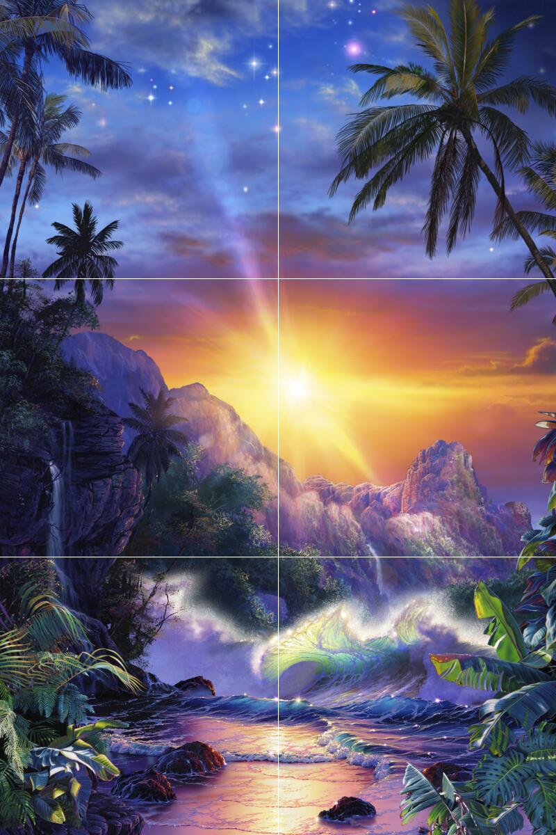 Ceramic Backsplash Tile Mural Water View Landscape - Hawaiian Embrace