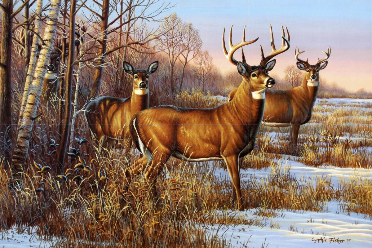 Ceramic Backsplash Tile Mural Deer Kitchen/Bathroom - Cautious - Cynthie Fisher
