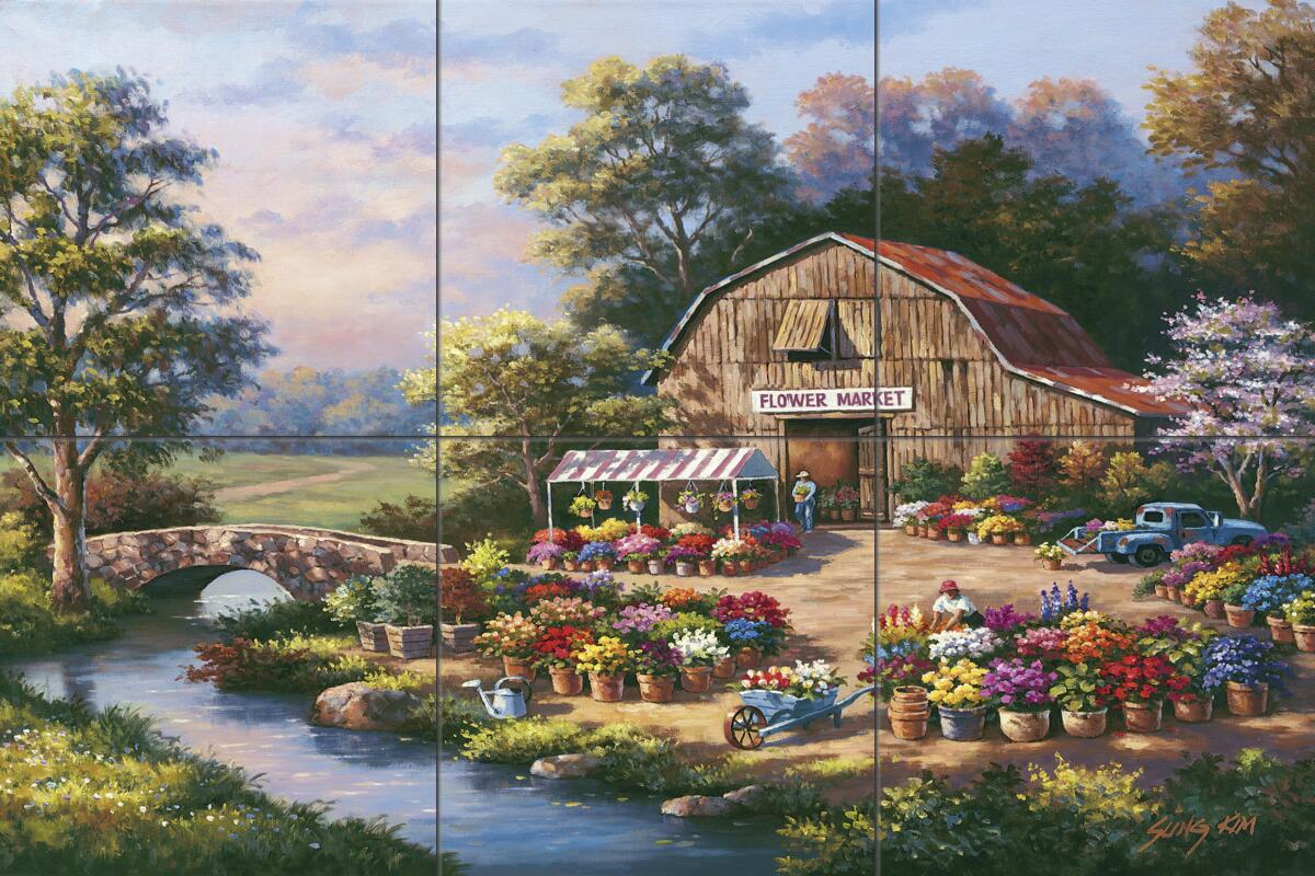 Ceramic Tile Mural Kitchen Backsplash - Flower Market-SK - by Sung Kim - Picture 3 of 9