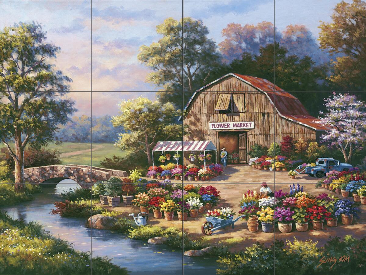 Ceramic Tile Mural Kitchen Backsplash - Flower Market-SK - by Sung Kim - Picture 2 of 9