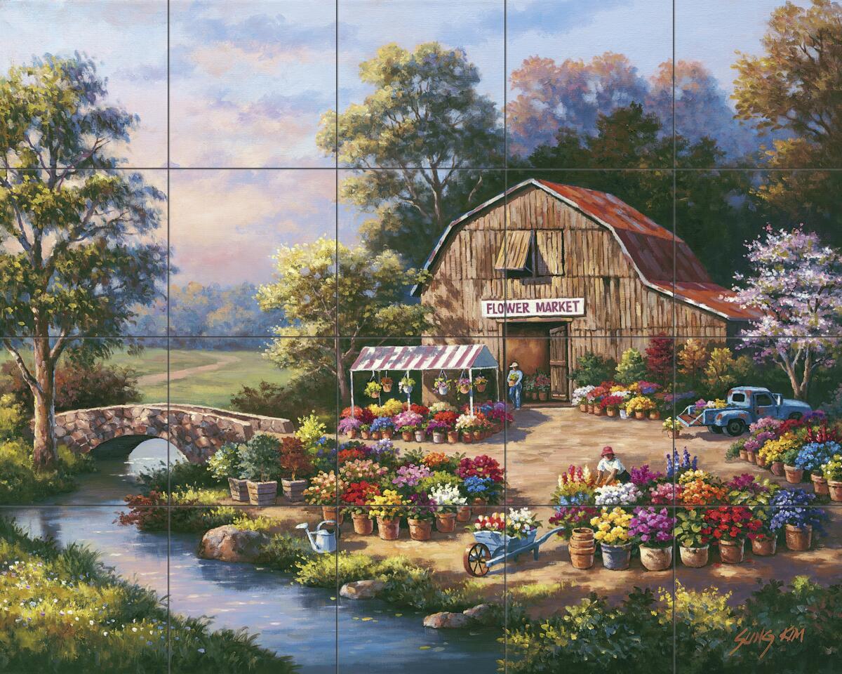 Ceramic Tile Mural Kitchen Backsplash - Flower Market-SK - by Sung Kim - Picture 4 of 9