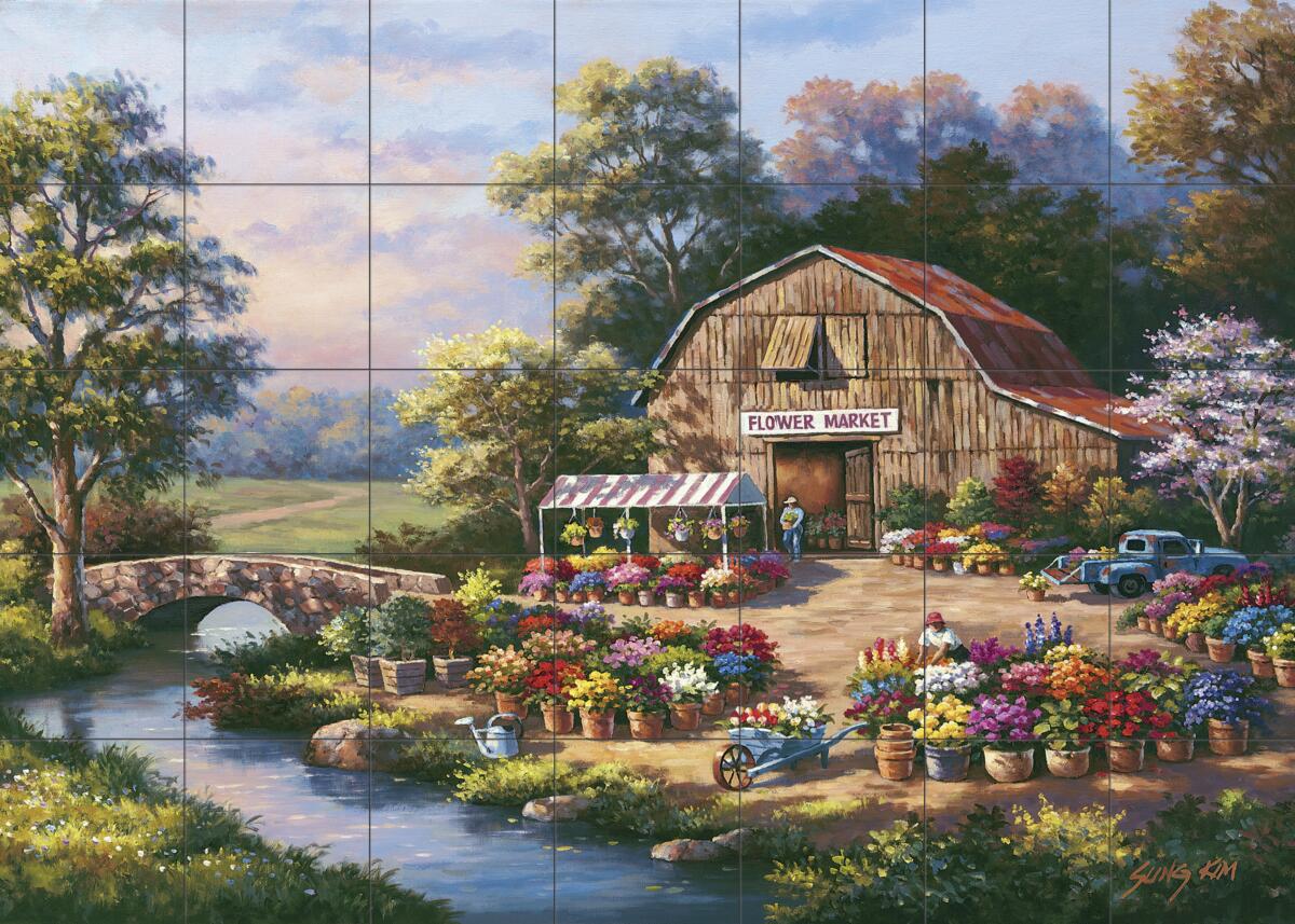 Ceramic Tile Mural Kitchen Backsplash - Flower Market-SK - by Sung Kim - Picture 6 of 9