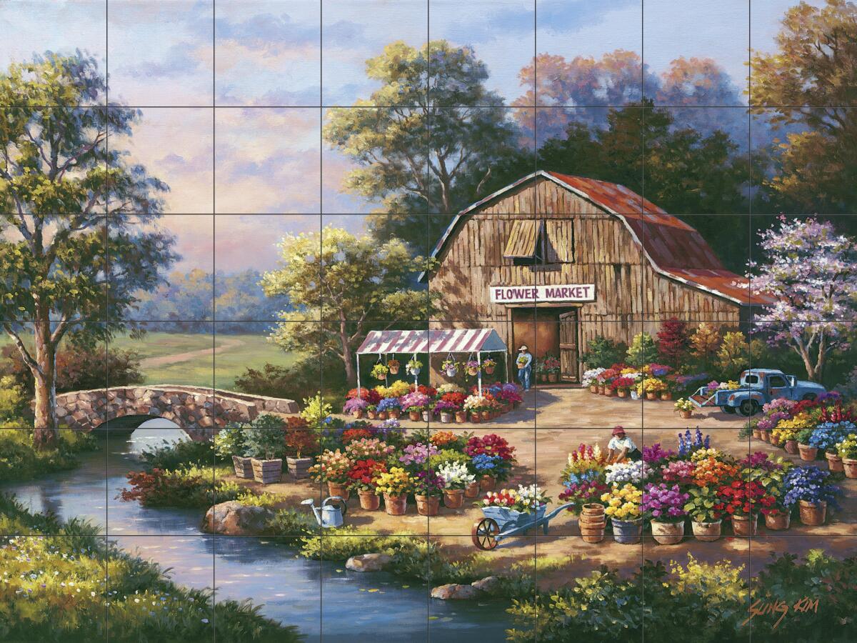 Ceramic Tile Mural Kitchen Backsplash - Flower Market-SK - by Sung Kim - Picture 8 of 9