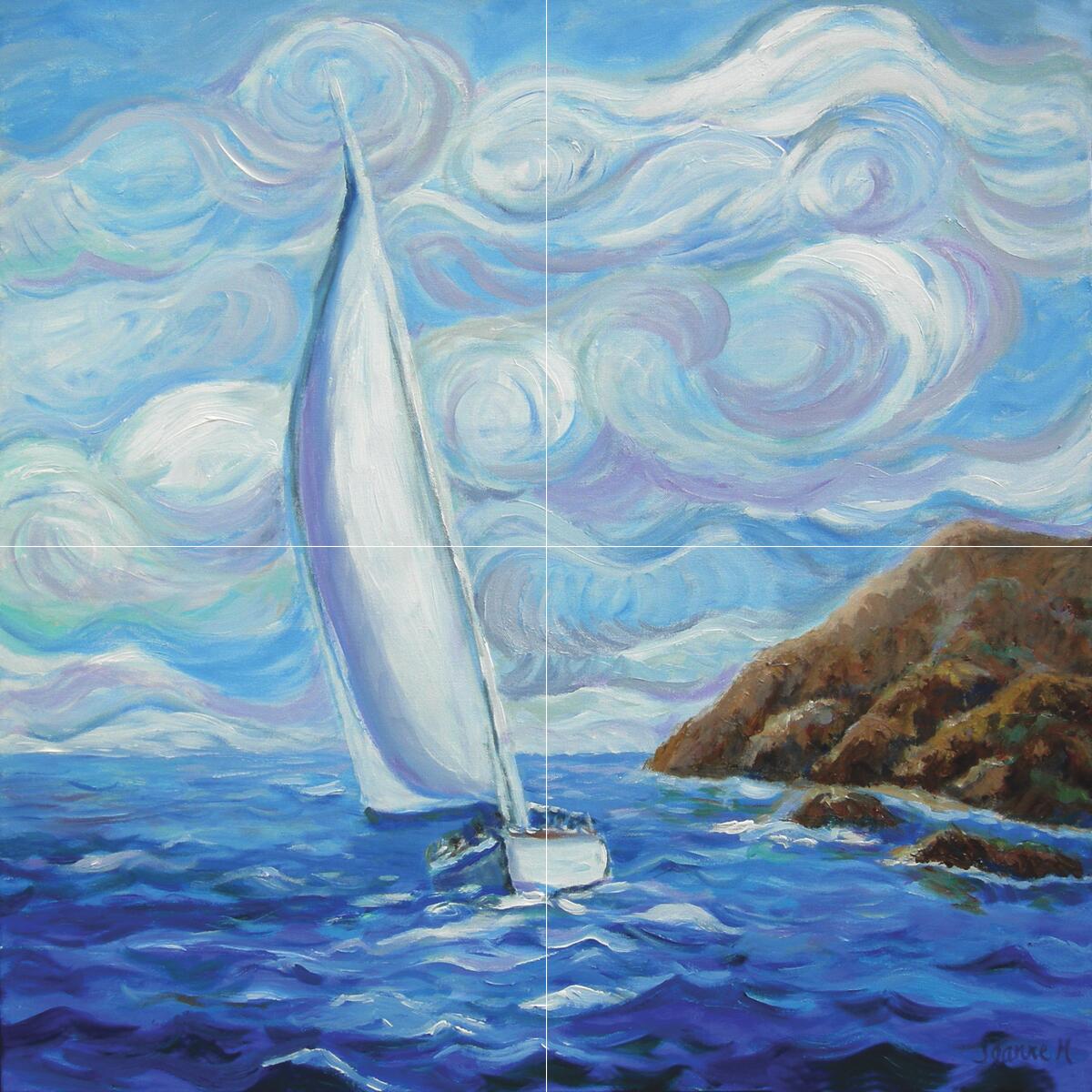 Ceramic Backsplash Tile Mural Nautical Kitchen/Bathroom/Shower – Windy Sailing