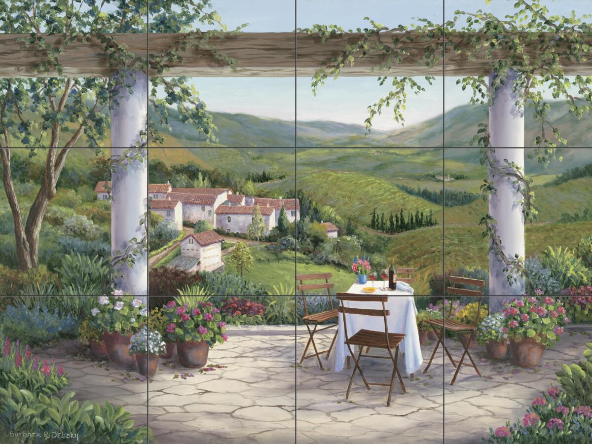 Tile Mural Kitchen Backsplash – Afternoon in the Vine – by Barbara Felisky