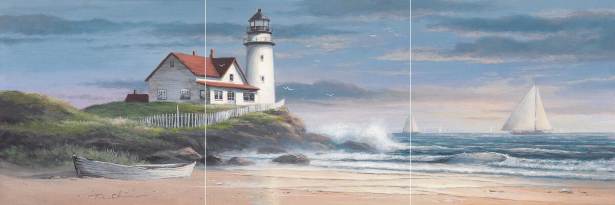 Ceramic Backsplash Tile Mural Nautical Sailing Ship – Lighthouse at Dusk