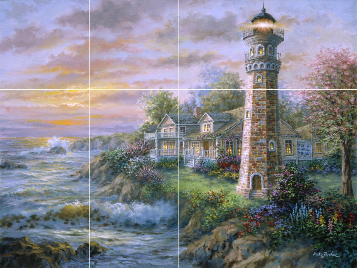 Ceramic Backsplash Tile Mural Nautical Sailing Ship – Lighthouse Haven 2