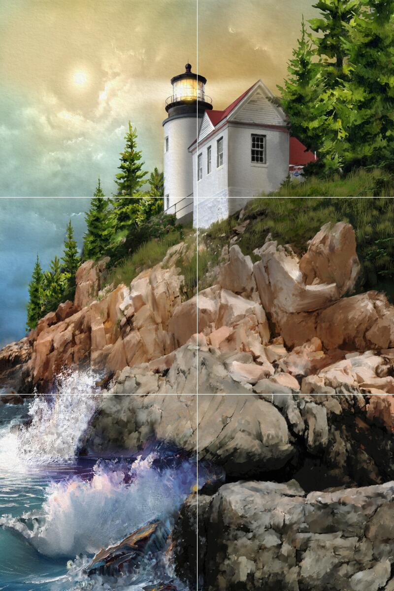 Ceramic Backsplash Tile Mural Nautical Sailing Ship – Bass Harbor Lighthouse