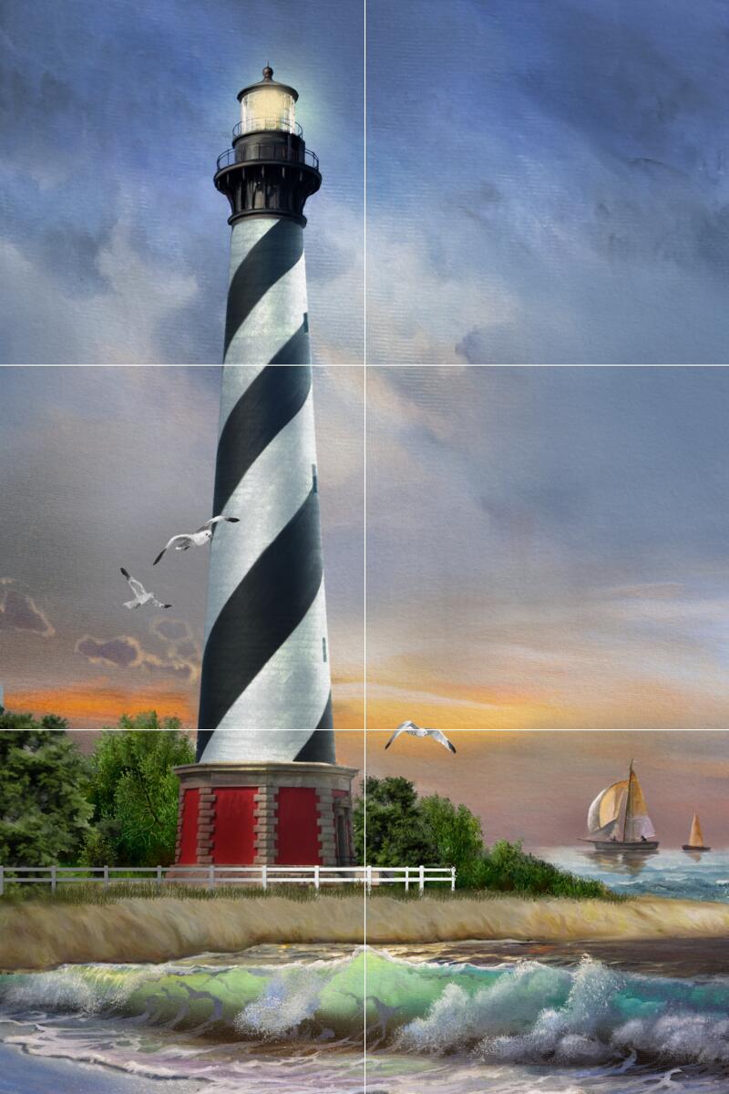 Ceramic Backsplash Tile Mural Nautical Sailing Ship – Cape Hatteras Lighthouse