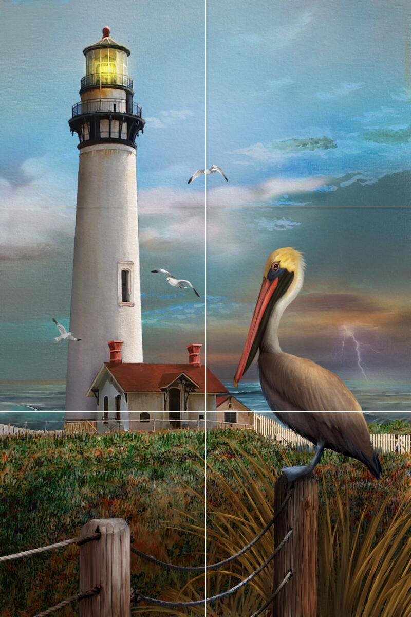 Ceramic Backsplash Tile Mural Nautical Sailing Ship – Pigeon Point Lighthouse