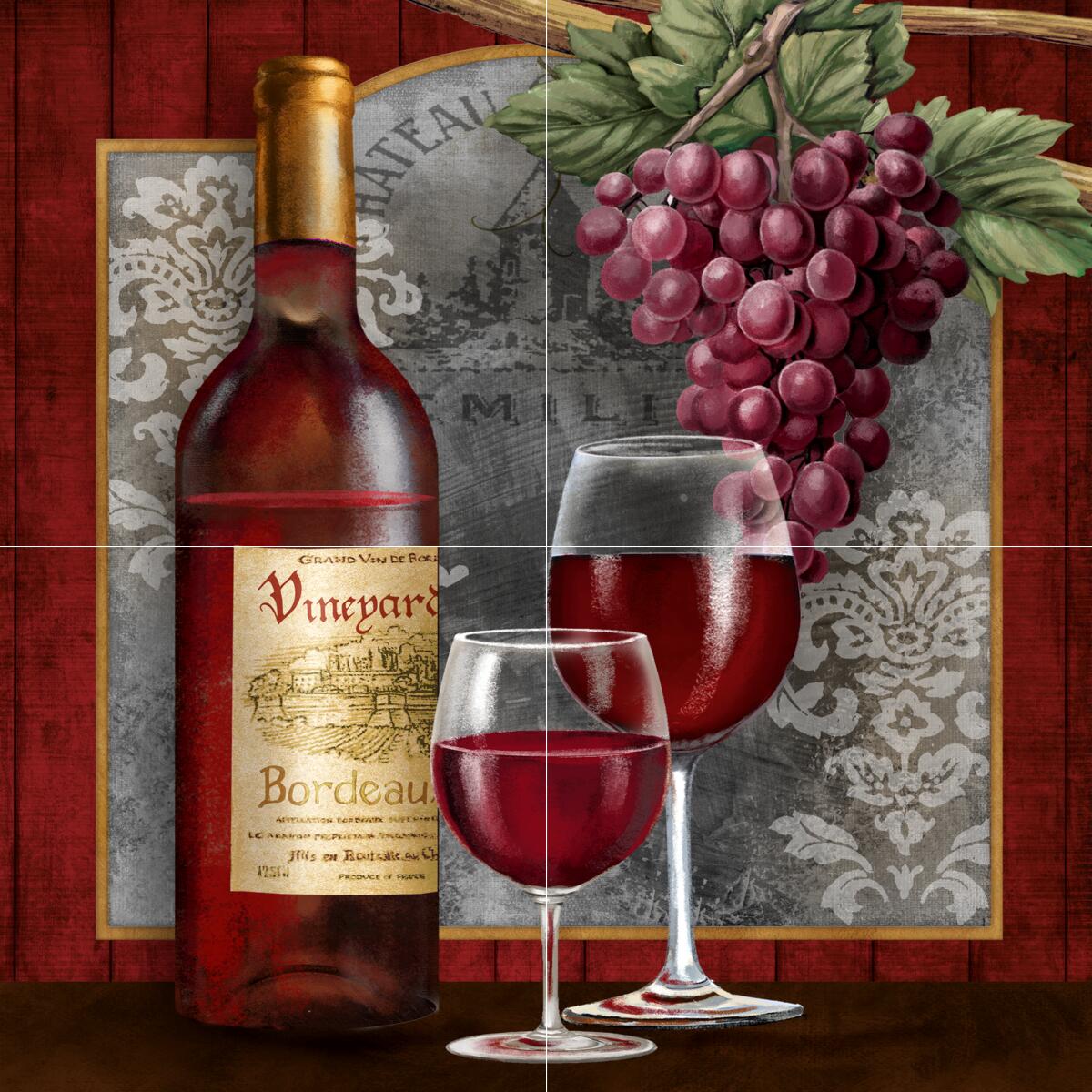 Ceramic Backsplash Tile Mural Wine Themed Kitchen - Chateau Vineyards - Tom Wood