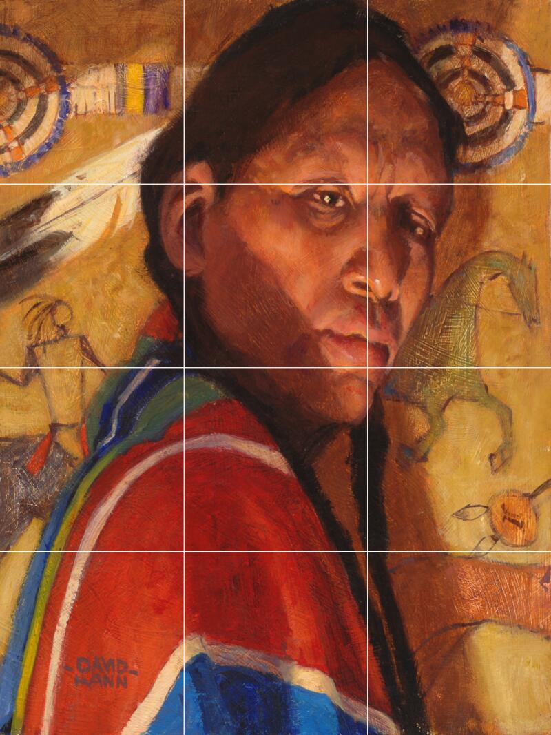 Ceramic Tile Mural Kitchen Backsplash – Omaha Man-Native American Indian Artwork