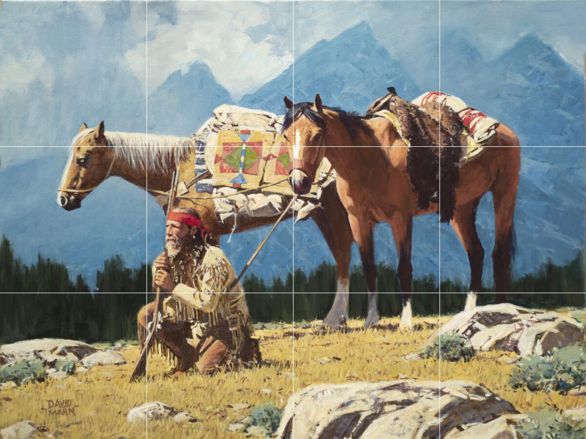 Ceramic Tile Mural Kitchen Backsplash -Land of the Tetons-Native American Indian