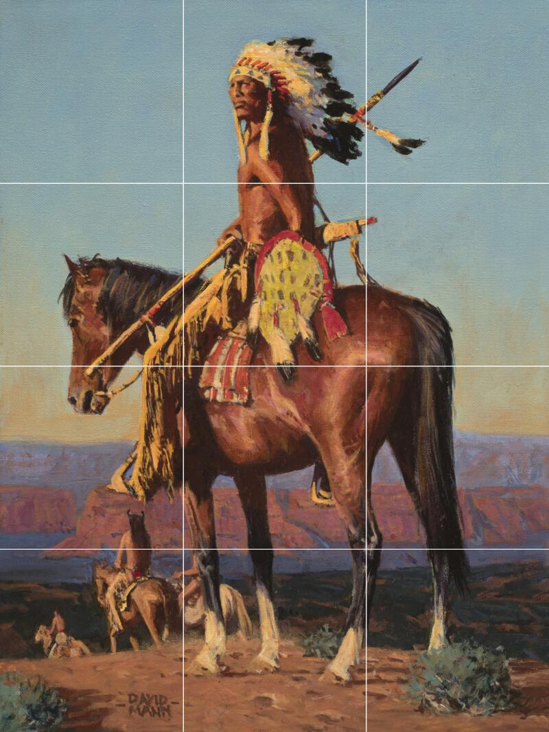 Ceramic Tile Mural Kitchen Backsplash – Red Rock Sundown-Native American Indian