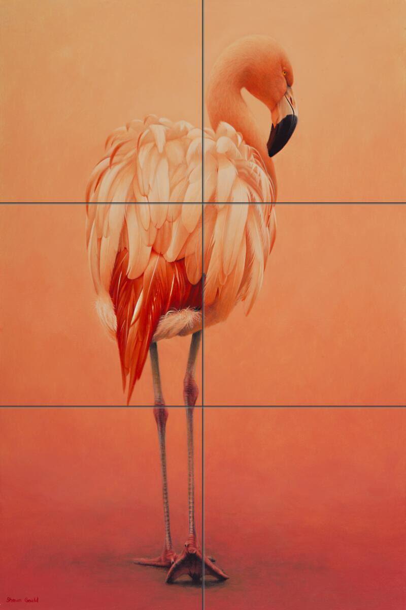 Ceramic Tile Mural Kitchen Backsplash - Hot Pink 2 - Flamingo Birds Animals - Picture 2 of 9