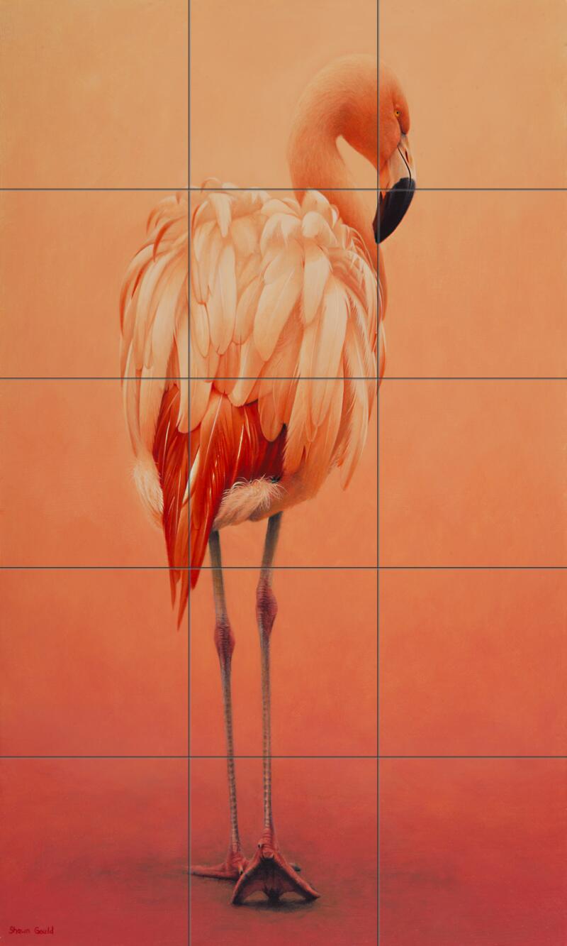 Ceramic Tile Mural Kitchen Backsplash - Hot Pink 2 - Flamingo Birds Animals - Picture 3 of 9