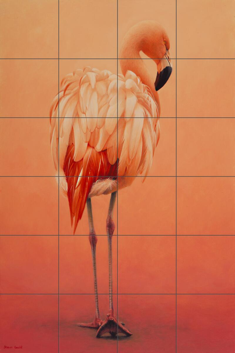 Ceramic Tile Mural Kitchen Backsplash - Hot Pink 2 - Flamingo Birds Animals - Picture 4 of 9